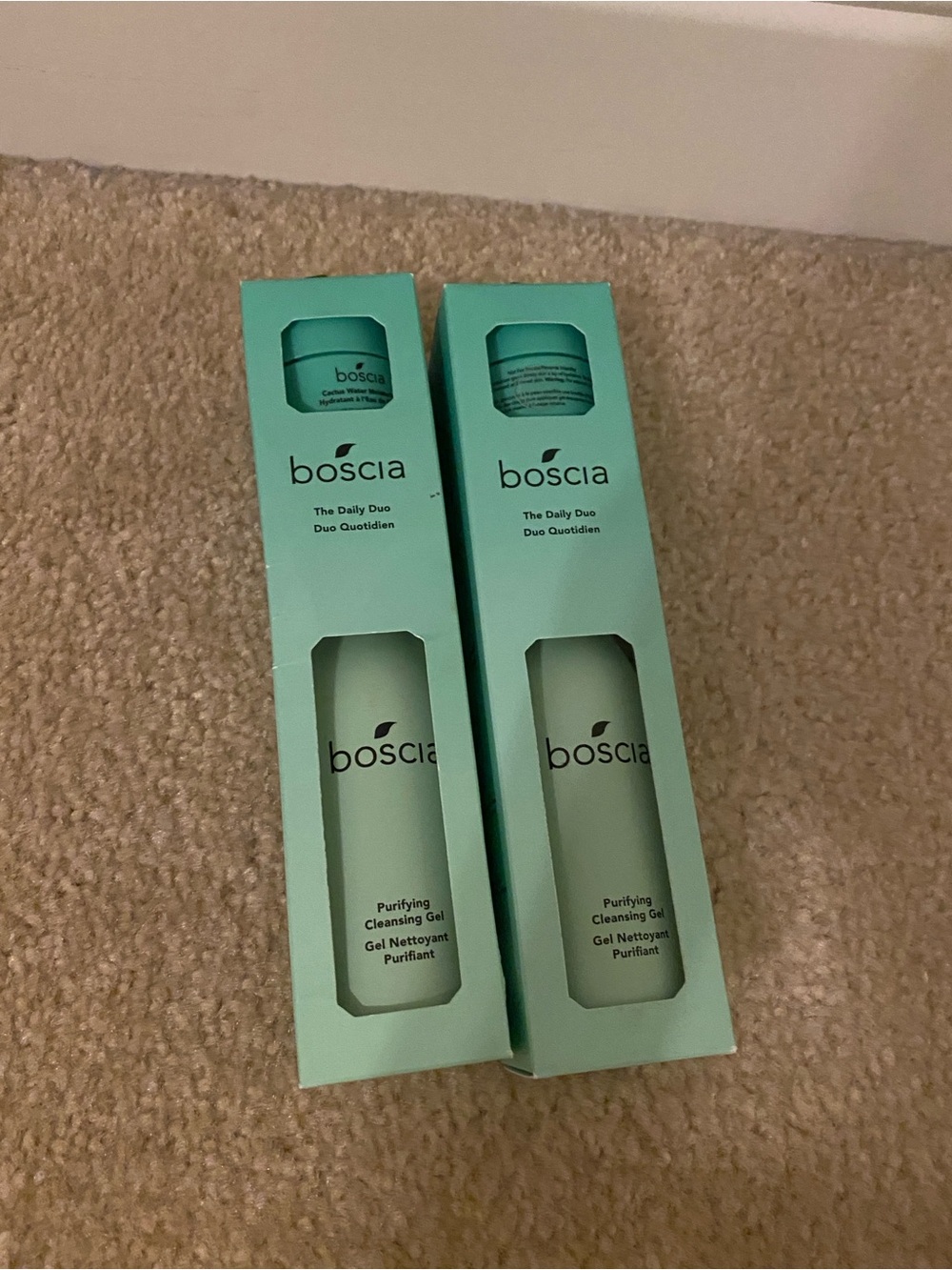 (2) boscia The Daily Duo Purifying cleaning gel + Cactus Water Moisturizer  +pin